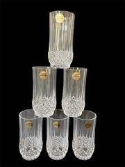 6 Vintage Cristal D’Arques Longchamp Crystal Tumblers Glasses 5” 8oz New