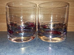2 Luminescence Romania Milano Whiskey Glasses-Stained Glass-3.5″×3.25″-Clean!!!