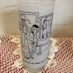 Vintage Federal Glass Adult Cartoon Frosted Tumblers-Set Of 5
