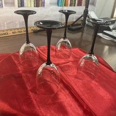 4 LUMINARC FRANCE DOMINO BLACK STEM BASE WINES GLASSES 7.5 OZ