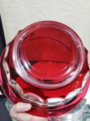 9″ Bowl Cranberry Red Cut to clear Crystal glass Baccarat or Val St Lambert TCPL