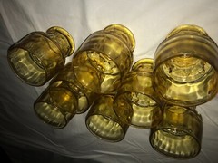 Set of 8 GEORGIAN HONEYCOMB Yellow GOLD Amber 8oz ROCKS GLASS Tumbler GOBLET 4″T