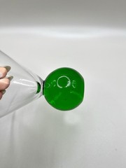 Vintage Postmodern Memphis Style Hand Blown Art Glass Martini Glass Green Orb