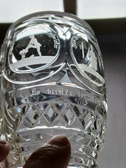 19th Century German Engraved Scenes & Sayings Cut Glass Mug / Stein C.1820-1830s