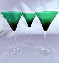 LENOX Emerald Green Crystal Martini Glasses Set 3 Holiday Gems Water Wine 7″