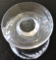 1 Libbey Clear Crystal Floral Etched Footed Salt Cellar/Dip 1 & 1/4 in.