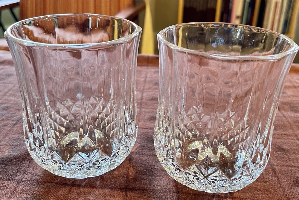 Studio Crystal Set of Two Diamond Cut Low Ball Clear Glasses