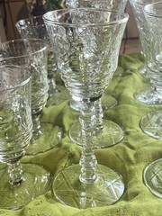 MINT 31-Pc Vintage Libbey Rock Sharpe «Arctic Rose» Elegant Glass Service
