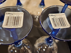 LIBBEY DOMAINE BLUE PETAL FACETED STEM 10oz WATER GOBLETS 8″ SET OF 6~EUC