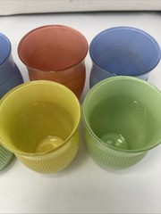 Vintage Hazel Atlas Fine Rib Pastel Tumblers Set of 8 Depression Glass