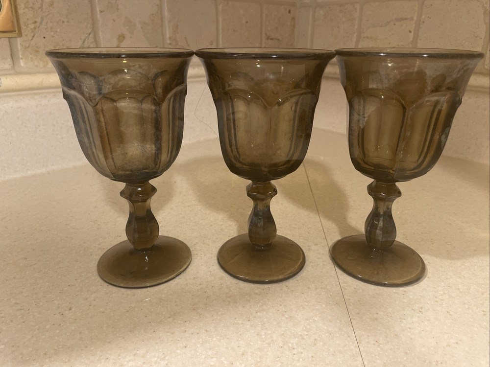 Imperial old Williamsburg Amber Goblet Set Of 3 6 1/2 in