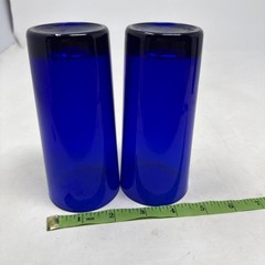 VTG Lot of 2 Reims France Cobalt Blue Tall Tumbler Drinking Water Glasses 5.5″