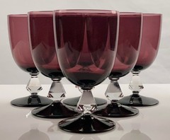 Bryce Aquarius Amethyst Water Goblets Set 7 Crystal Stem Vintage