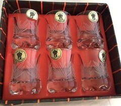 J Preziosi Lavorato A Mano Etched 6 Whiskey Glasses Made in Italy