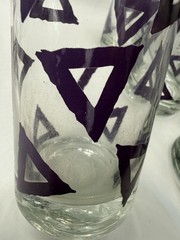 Vintage Mid-Century Modern Highball Glasses, Set of 8, purple Abstract Triangle