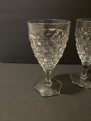 4 Fostoria American Water Goblet Cube Hexagon Foot Clear Glass 6 7/8”