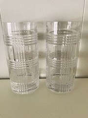 4 – Ralph Lauren GLEN PLAID Cut Crystal Highball Glasses 6 1/4″, 14 oz