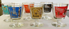1959 Libbey Int’l World Cities of the World MCM Pedestal Cocktail Glasses Set 6