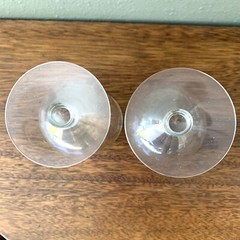 8 Vintage Iridescent Rainbow Optic Panel Stemmed Tulip Wine Glasses Goblets 6”