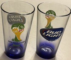 2014 FIFA World Cup Brazil Bud Light Pint Glasses Set 2 Soccer Beer Barware 6″