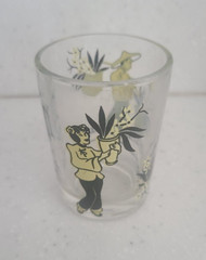 Hazel Atlas Mid Century 1950’s Oriental Juice Glass – Yellow Black Asian Design