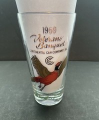 HAZEL ATLAS VINTAGE HIGHBALL PHEASANT GLASSES SET OF 5 1964 VETERANS BANQUET MCM