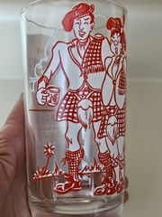 1950’s MCM Hazel Atlas Auld Lang Syne Drinking Song Glass Big Top Peanut Butter