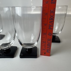 Set Of 4 Fostoria 4020 Ebony Black Base 5 5/8” 13oz Tumblers Glasses Art Deco