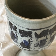 Vintage Artisan Pottery Goblets Set of 2
