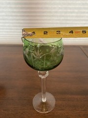 STUNNING SET(4) VTG Multicolored Bohemian Grape Cut To Clear Wine Glasses 8.25″H