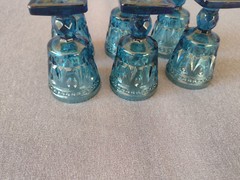 Vintage Blue Glass Square Foot Apertif Glasses – Set of 6