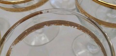 Libbey 22K Vtg Etched Gold-Trimmed Glass Goblets (31) Misc Designs/Style #3700-4