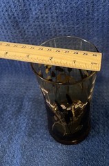 Vintage Federal Interlude Amber Drinking Glasses Wheat Cattails MCM Barware