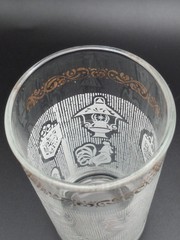 2 Mid Century Continental Can Co. Gold Trim White Rooster Eagle Juice Glasses