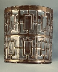 Imperial Glass Shoji Trellis 22K Gold 12oz. Double Old Fashion Glasses Set of 7