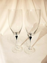 (2) Orrefors “INTERMEZZO” Blue Claret Wine – 8.75” – EXC