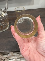 Rare Antique German Bohemian Gold Gild Facet Glass Tumblers & Pitcher Set 5 Pcs