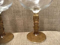 Libbey Polynesian Amber Tiki Stem Coupe Glasses Set Of 2 Barware Tiki Bar