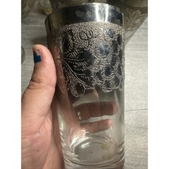 MCM 8pc Set Vitreon Queens Lusterware Silver Fade Grape Highball Glasses