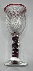 Will Carlton ‘81 ART Glass GOBLET Signed Swirl Red Accents Heavy