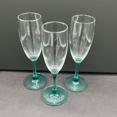 3 Turquoise Stem Cristal D’Arques-Durand Luminarc Champagne Flute Glass Teal