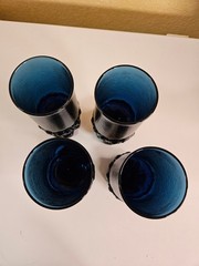 Tiffin Franciscan Madeira Dark Blue, 4 Iced Tea Goblets Glasses Ball Stem 120