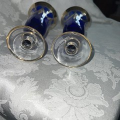 Interglass Italy Cobalt Blue Wine Goblets, Gold Medici Crystal Glasses, Set of 2