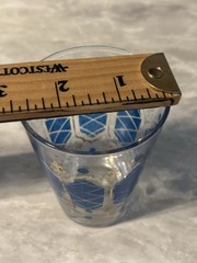 5 MCM Anchor Hocking Blue & Gold Fleur-De-Lis Glasses