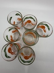7 Vintage Anchor Hocking 1987 Orange Juice Glasses 3.5”