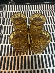Indiana Glass Whitehall Colony Amber Cubist Footed Tumbler – Vintage – Set of 4