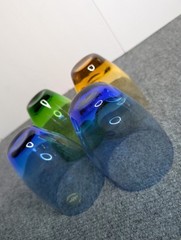 Set Of 4 Assorted Color Lenox Glass Tumbler Glasses Stemless Blue Yellow Green