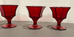 Vintage 70’s Octagonal Ruby Red Goblet Glass