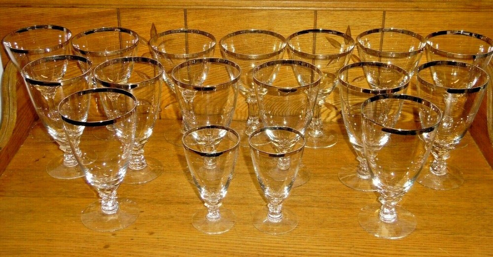 Fostoria Platinum Stemware – Iced Tea Glasses Water Goblets Juice – Wedding Ring