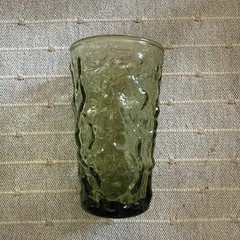 Vintage Avocado Green Crinkle 4” Juice Glass Anchor Hocking 1960-1970’s